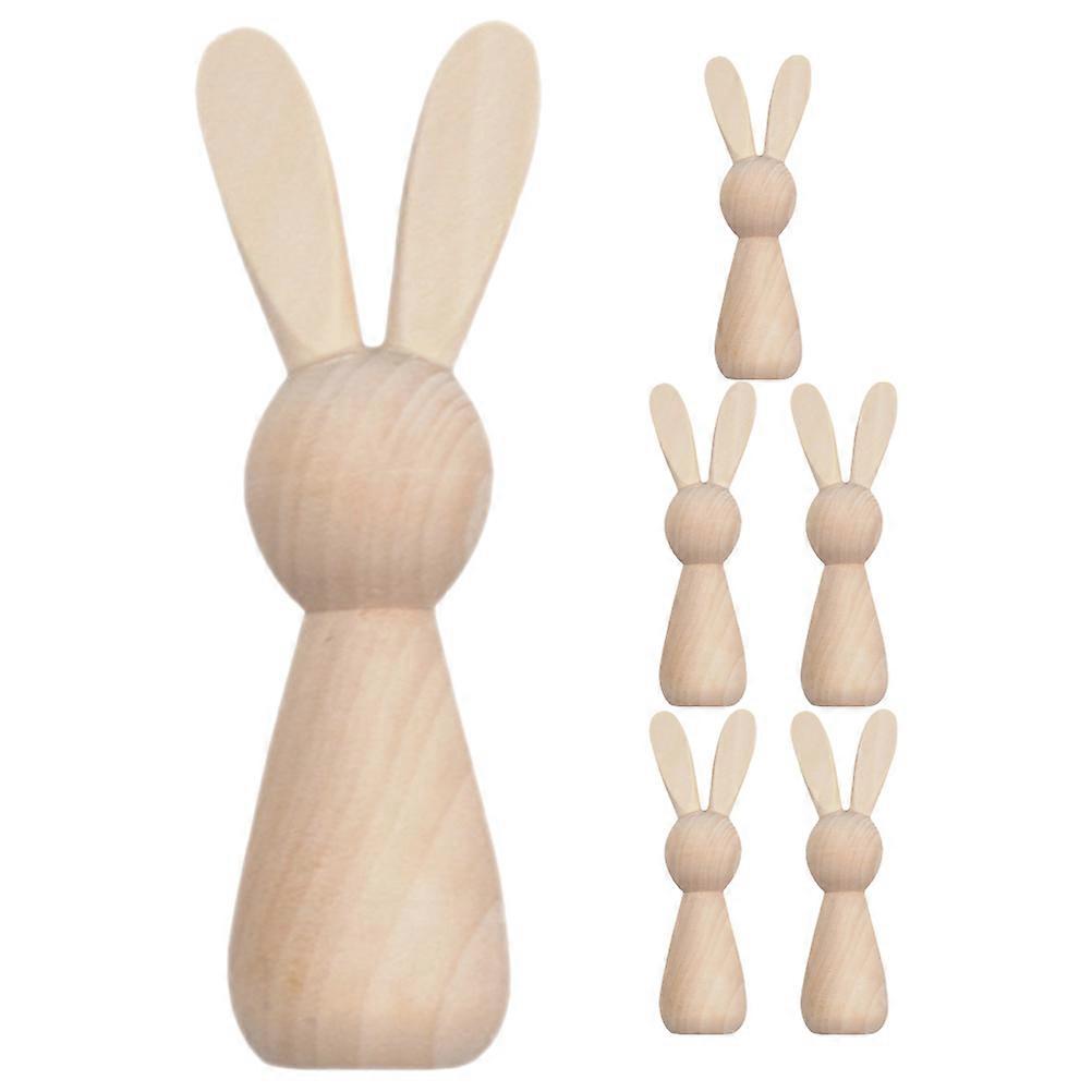 6pcs Wooden Bunny Figurines – Sturdy DIY Easter Craft Decorations – Unfinished Wood Rabbit Ornaments for Painting – Family Fun Tabletop Display
