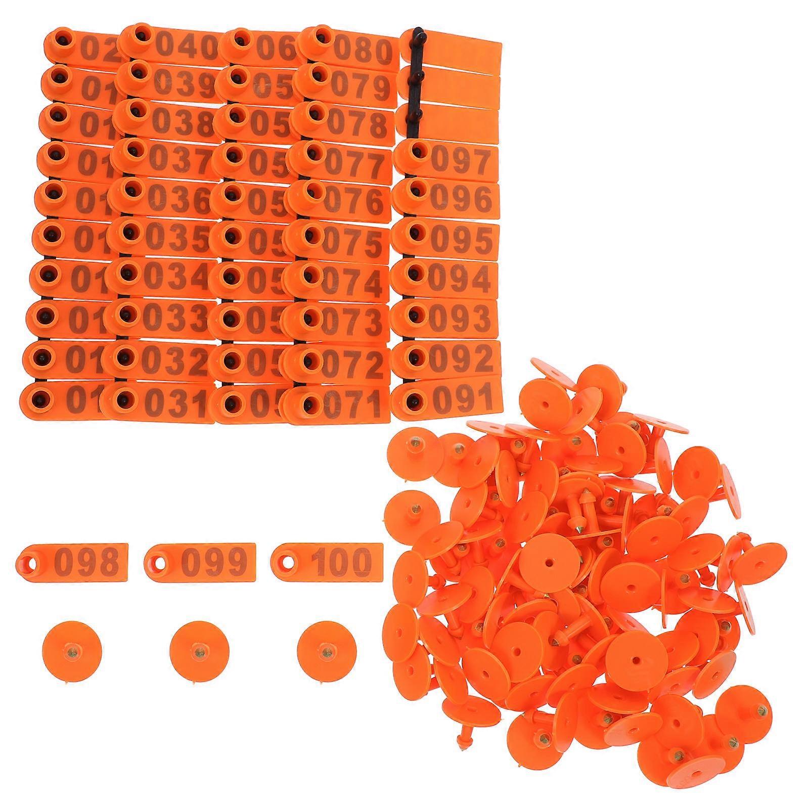 Orange TPU Ear Tags for Livestock Marking Practical and Sturdy 100pcs