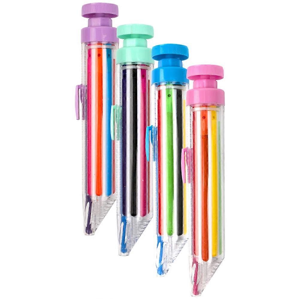 4pcs Color Pressing Crayon for Portable Rotating Writing Pens, Creative Stylish Design for Drawing, School & Household Art Use