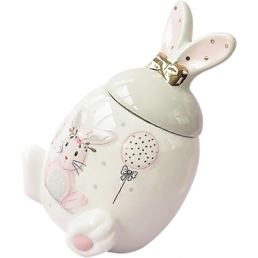 Bunny Shaped Ceramic Storage Container with Lid for Cookies and Candy 1000ml