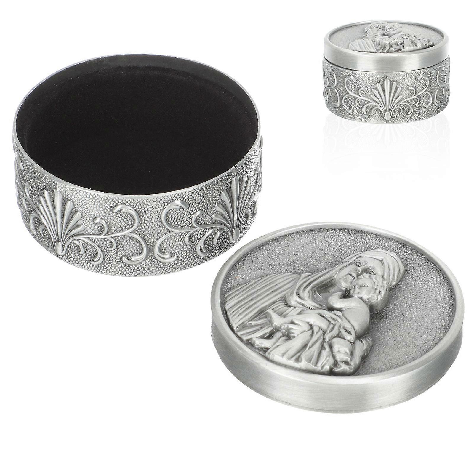 حامل الخاتم مربع حاوية مجوهرات كلاسيكية خمر لعيد ميلاد عيد الميلاد 6.0X6.0X2.3 سم 1 مجموعة