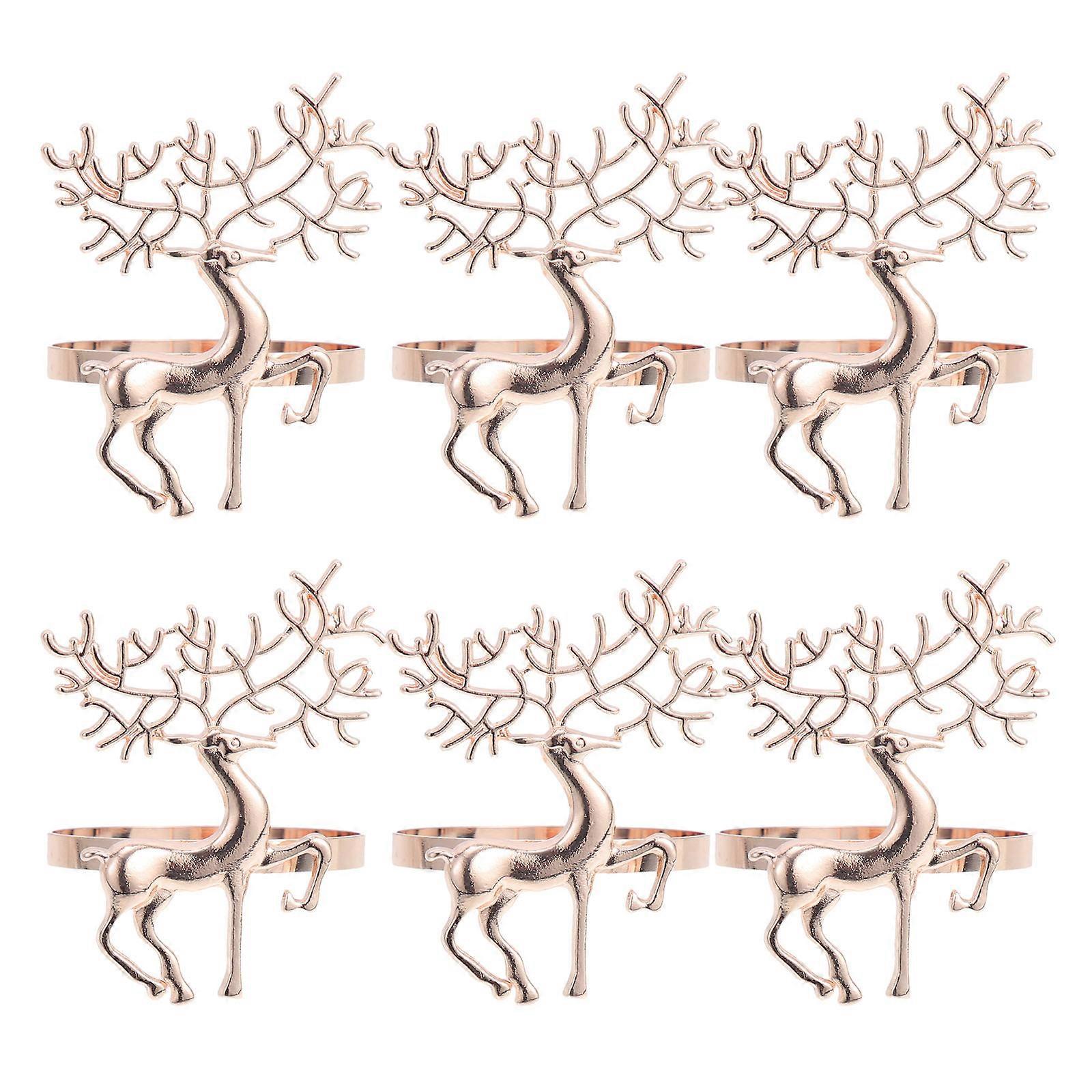 6pcs Reindeer Napkin Rings For Christmas Holders For Holiday Dinners Weddings And Gatherings