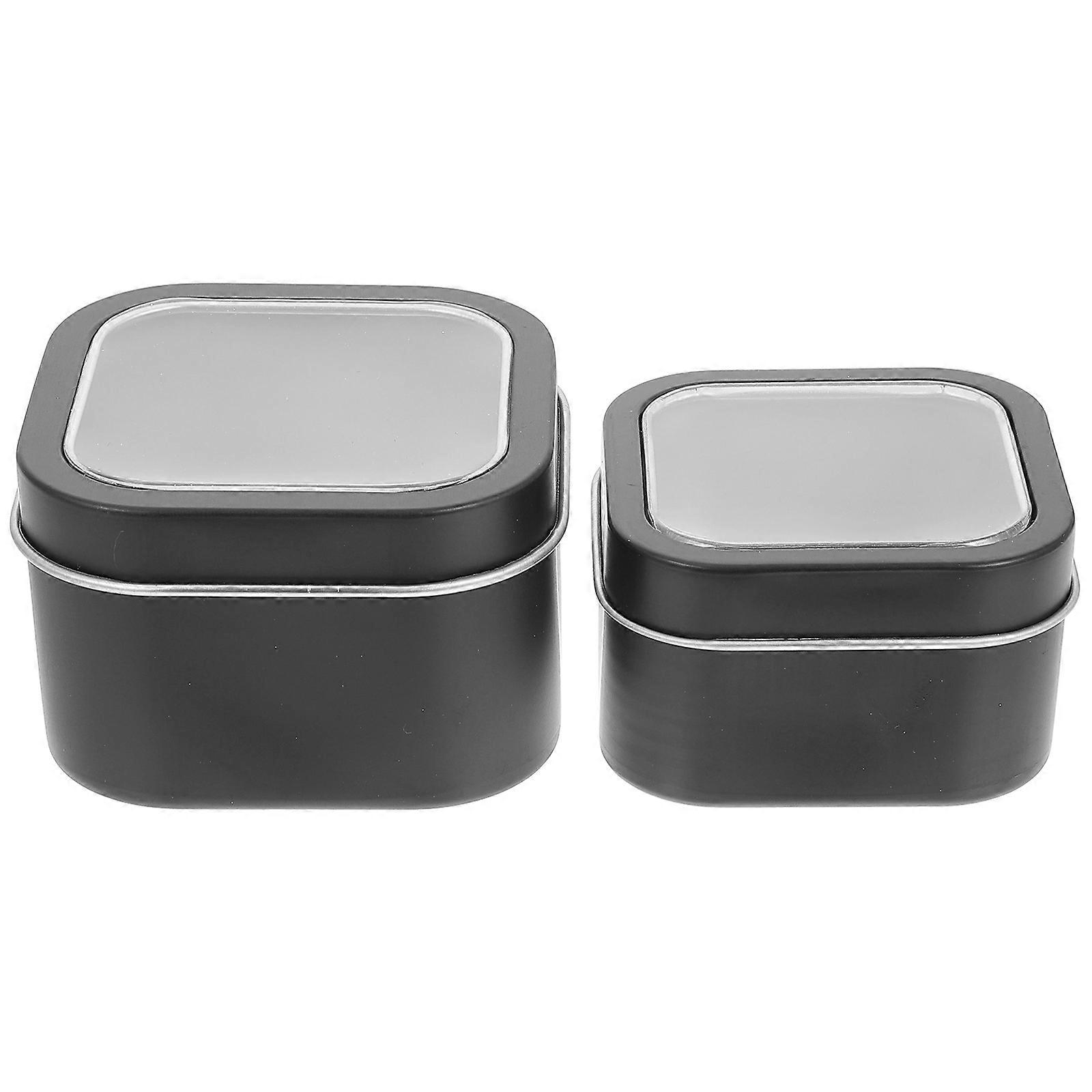Retro Tin Storage Box Square Metal Box For Small Items 2Pcs
