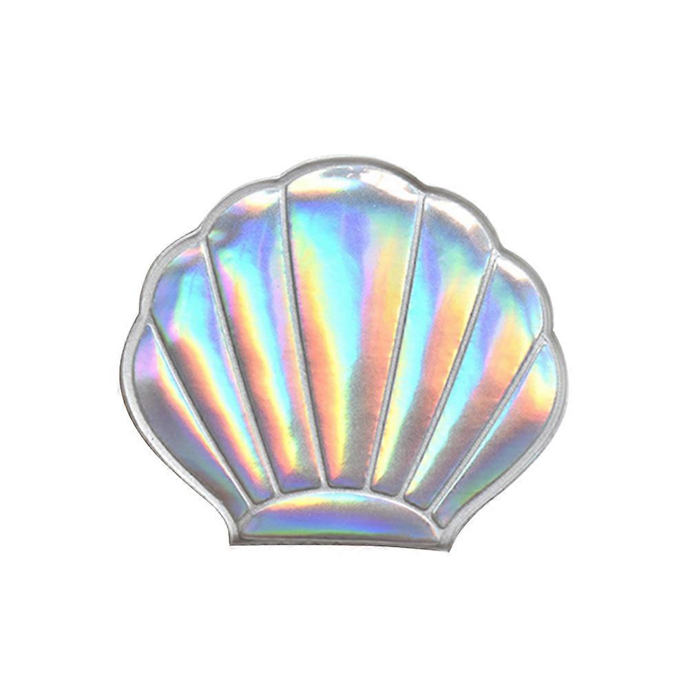 Handheld Mirror Portable Make Up Mirror Double Sided Mirror For Girls Women Ladies Silver Shell Shape High Definition 1Set