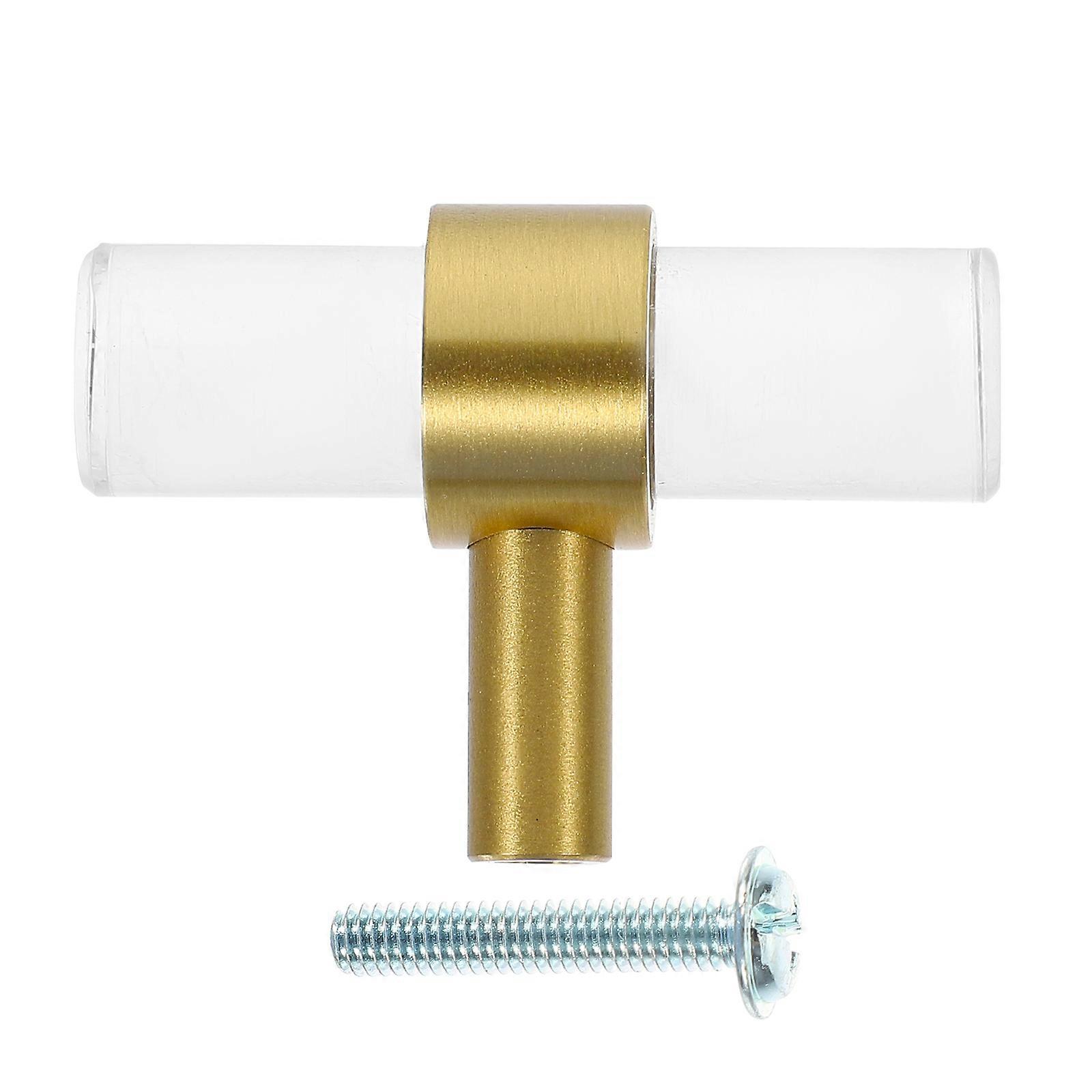 الاكريليك T شكل مقبض الباب الذهبي سحب لخزائن المطبخ الأثاث التبعي 5X3.6 سم 1 قطعة