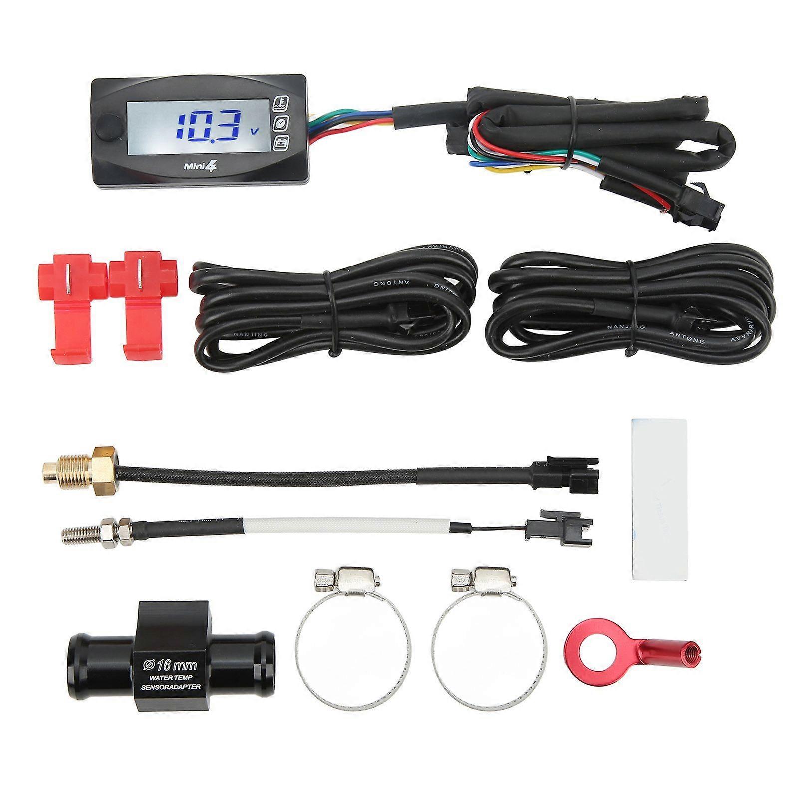 Universal DC12V motorcycle thermometer LCD screen 4 in 1