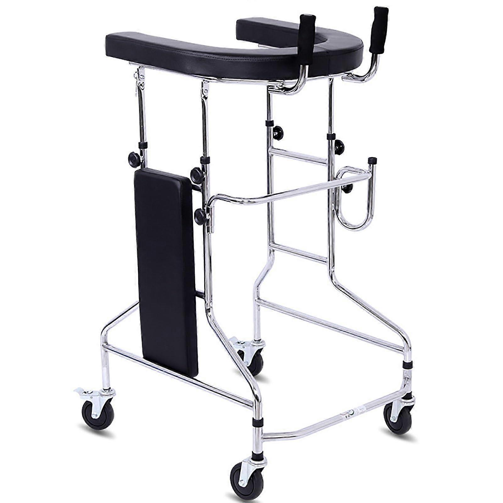 Seniors Walking Aid with Shoulder Rest Progressive Mobility Aid for Adults with Seat and Wheels Medical Walker for Disabled