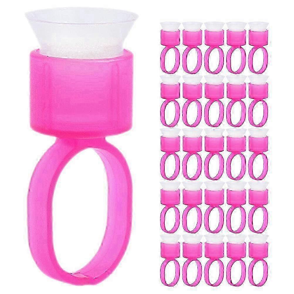 50pcs Plastic Eyelash Extension Glue Rings - Adhesive Holders for Professional Lash Application and Easy Use