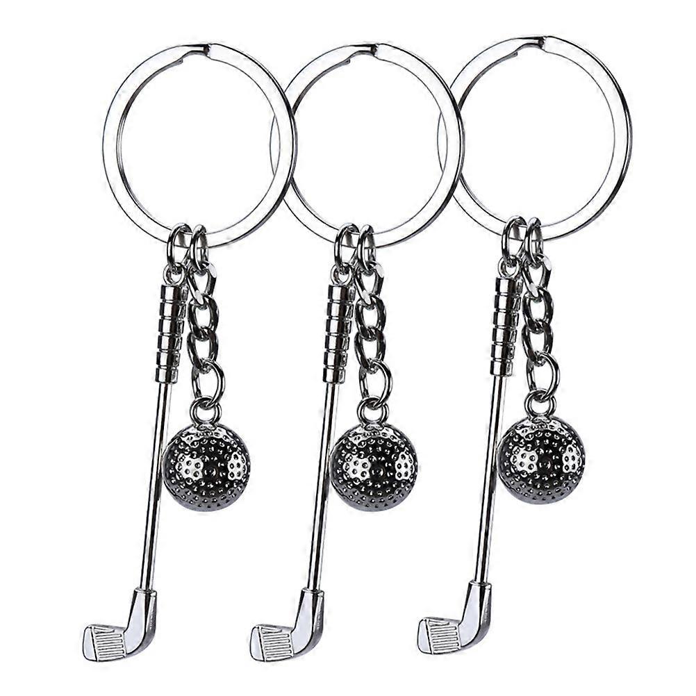 Golf Key Chain with Alloy Material in Silver Color for Decoration 3pcs Lightweight and Safe