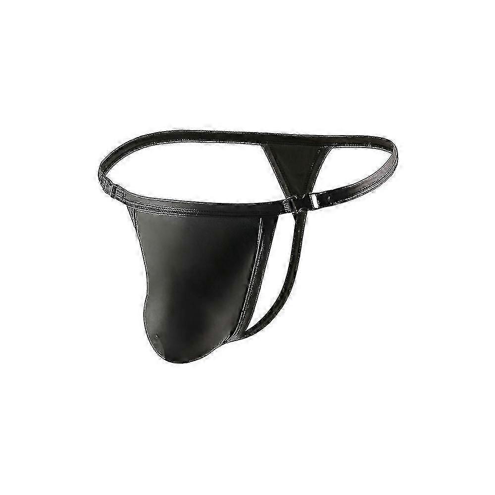 Męskie Faux Leather Buckle T-back G-string Stringi Figi Etuch Majtki Underpants Bielizna