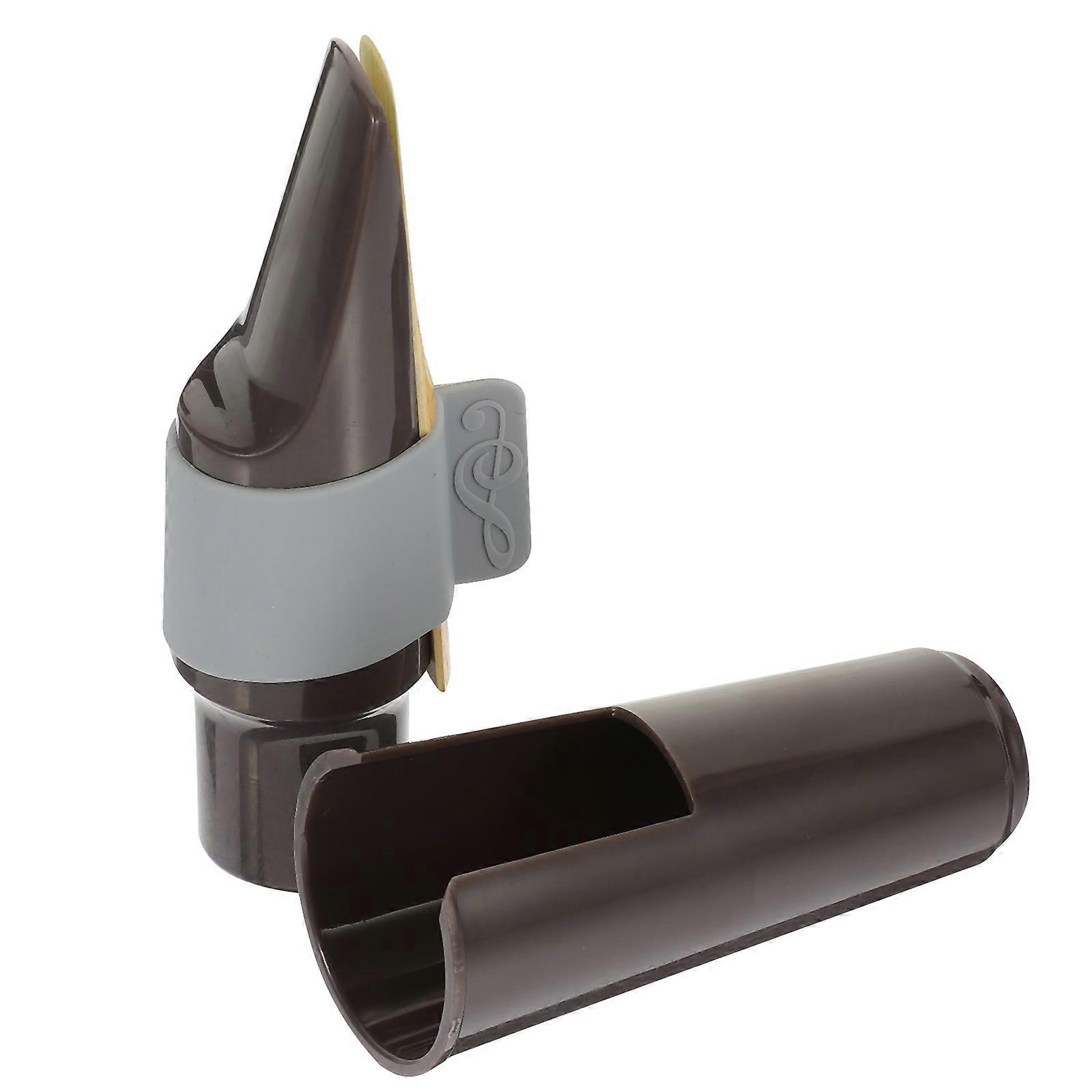 Alto Saxophone Ligature Cap Made of Plastic Silicone Wood for Beginners and Professionals Brown