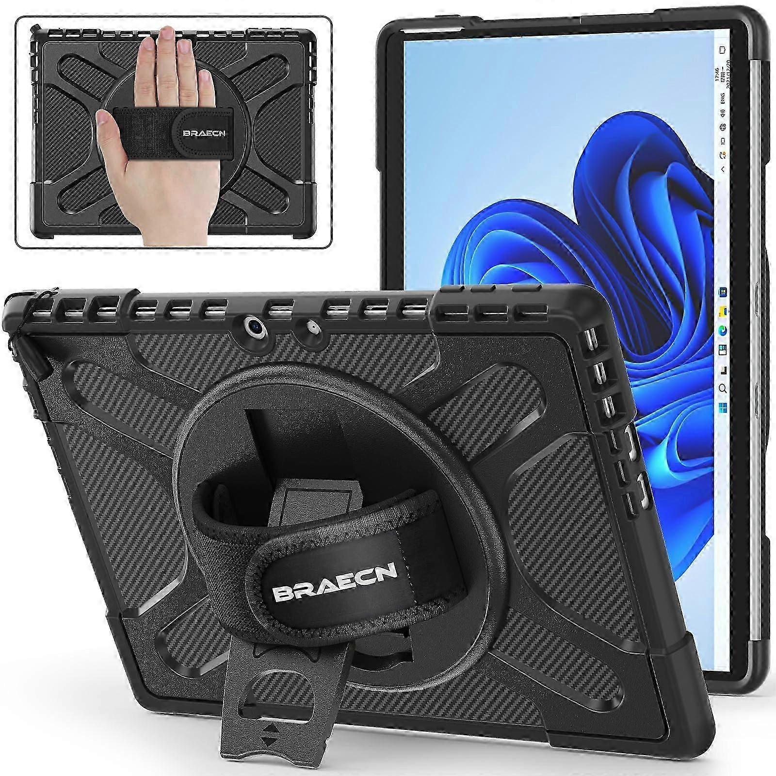 for Microsoft Surface Pro 11/10/ 9 Case 13', Rugged Protective Case, Black