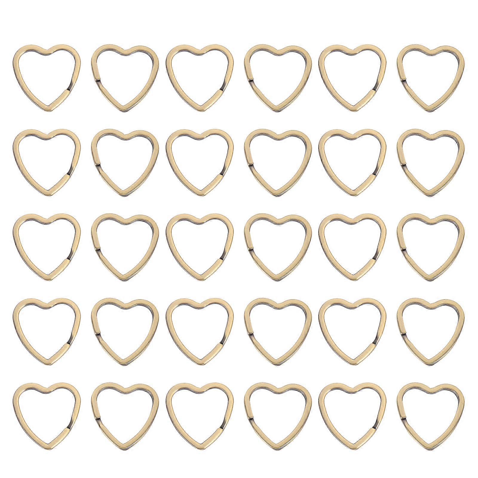 30pcs Heart Shaped Split Key Rings for Crafts DIY Metal Keychain Rings