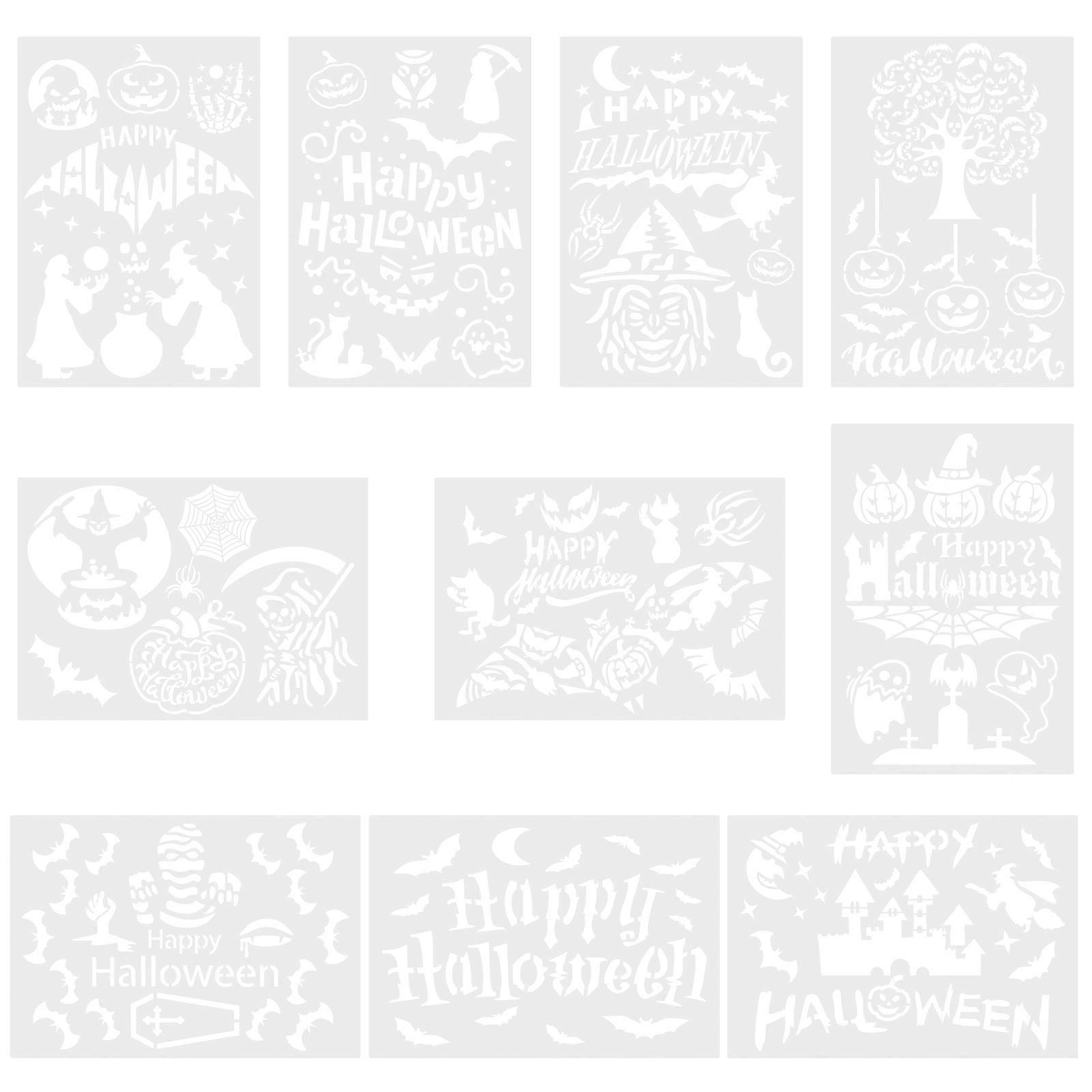 Reusable Halloween Templates 10 Sheets Ideal For Craft Projects Holiday Decorations 26x18cm White Improve Hands-on Ability