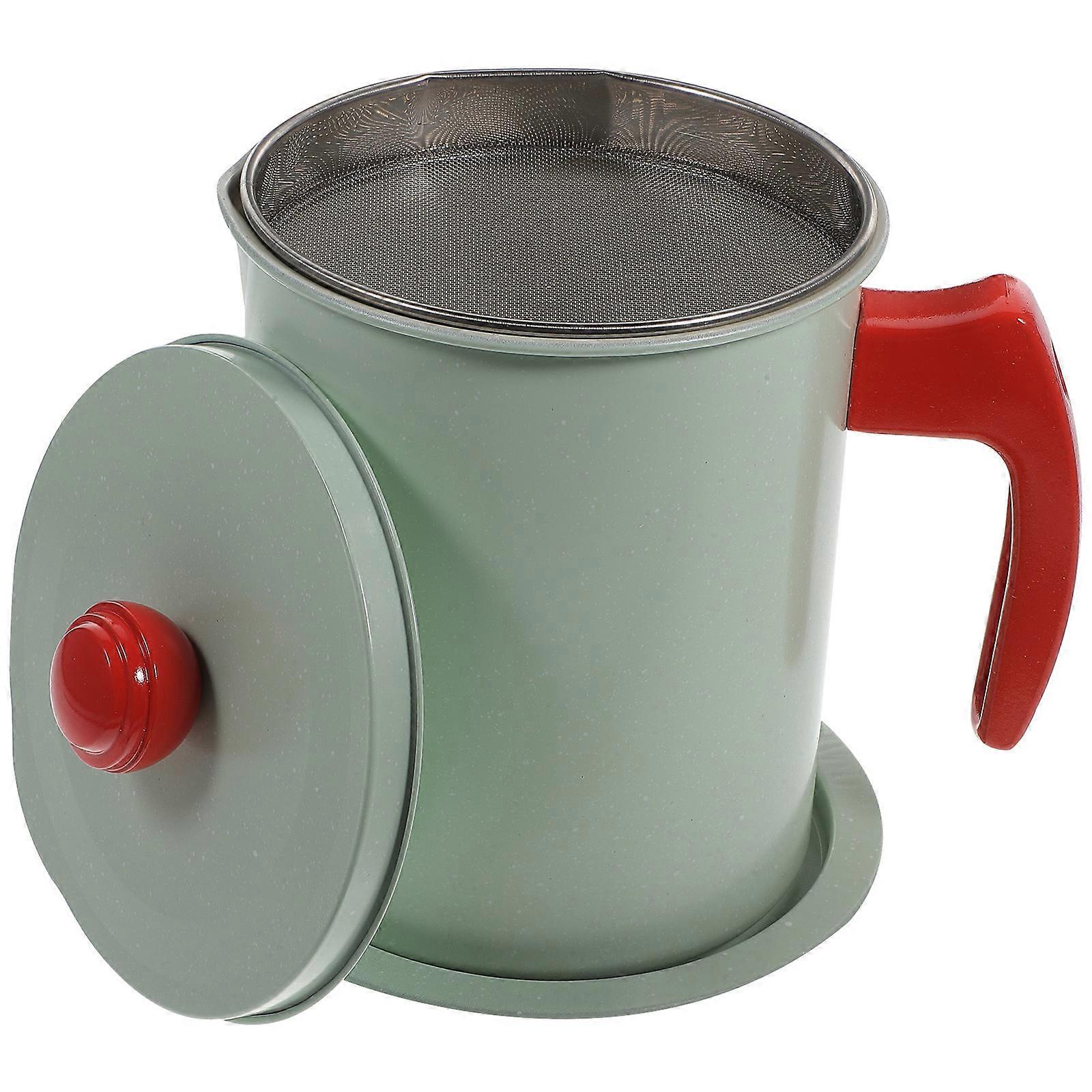 Filter Oil Pot Non-Rusting Stainless Steel Oil Filter Container For Home Cooking 1Set