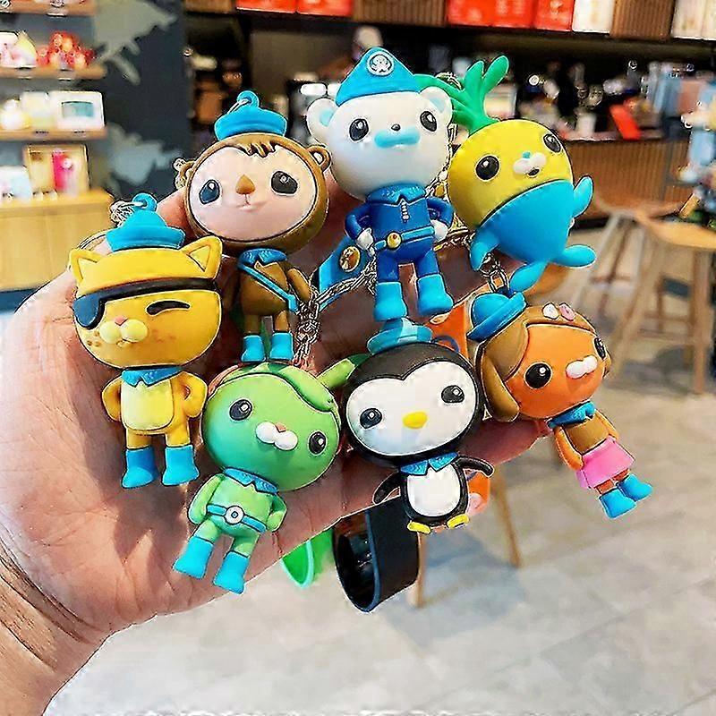 Octonauts Action Figures Soft Rubber Key Chain Figurine Key Buckle Creative Pendant Cute Doll Keyring Couple Bag Ornament