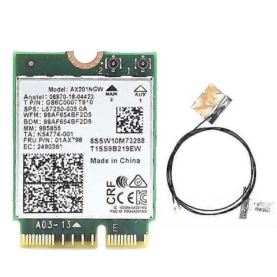 Für Ax201 Ax201ngw Wifi-Karte mit 2xAntenne M2 Cnvio2 24 Ghz5Ghz Wifi 6 3000Mbps Bluetooth 51 Wifi