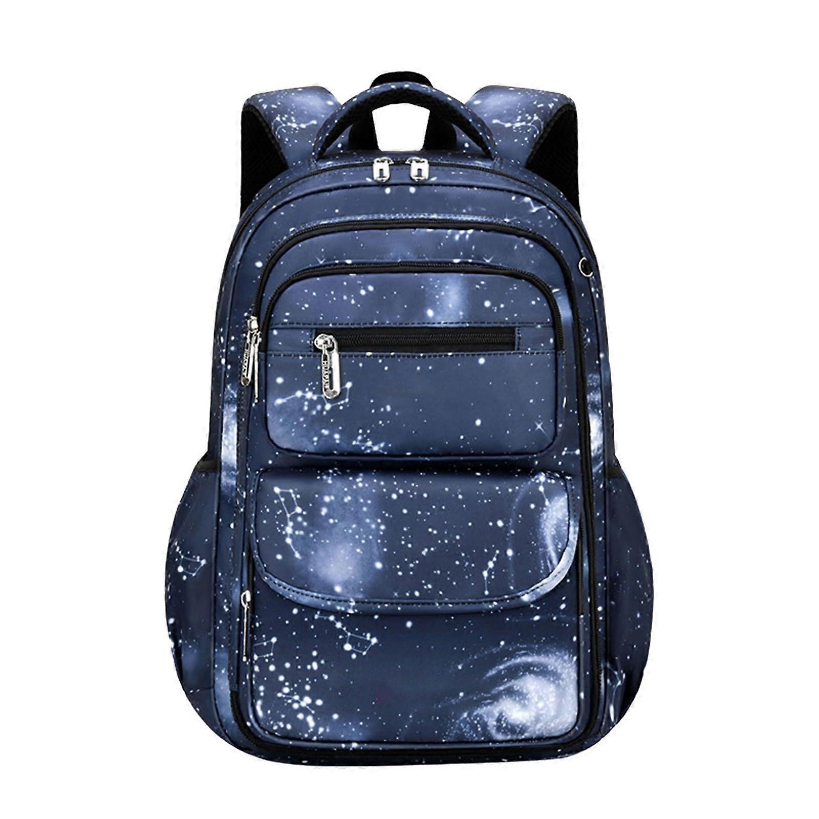Boys Backpack Starry Sky Print Ergonomic Design To Reduce Burden Open-Top Kids Backpack Large Capacity Navy One Size