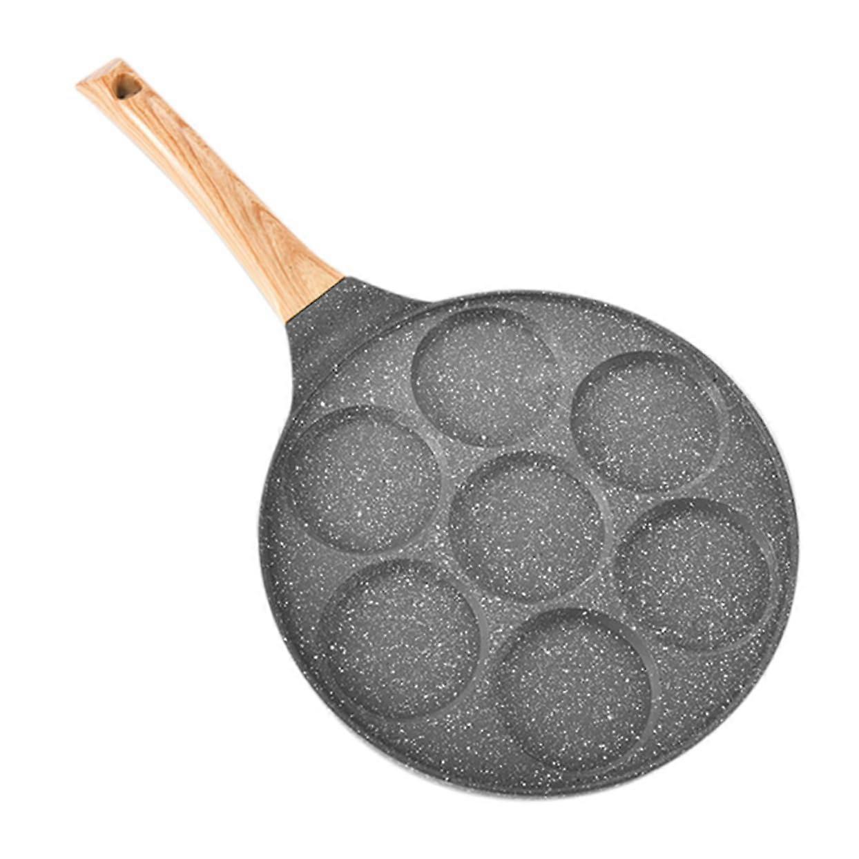 Egg Frying Pan Seven Holes Nonstick Dumpling Pan Easy to Clean Comfortable Grip Versatile Kitchen Tool