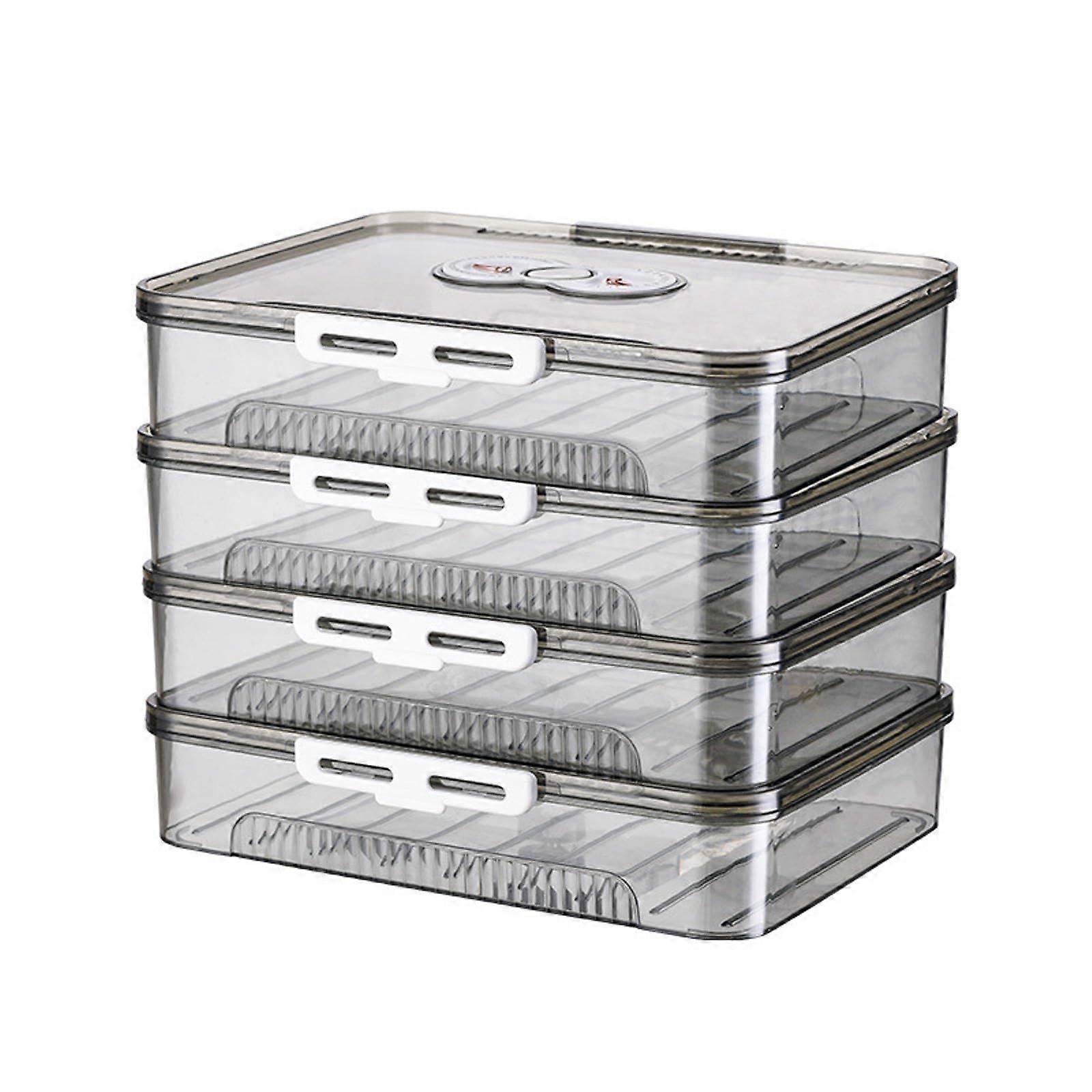 Multiple Layer Freezer Dumpling Organizer Box Clear Wonton Storage Container with Manual Date Trackers for Coffee Four Layers