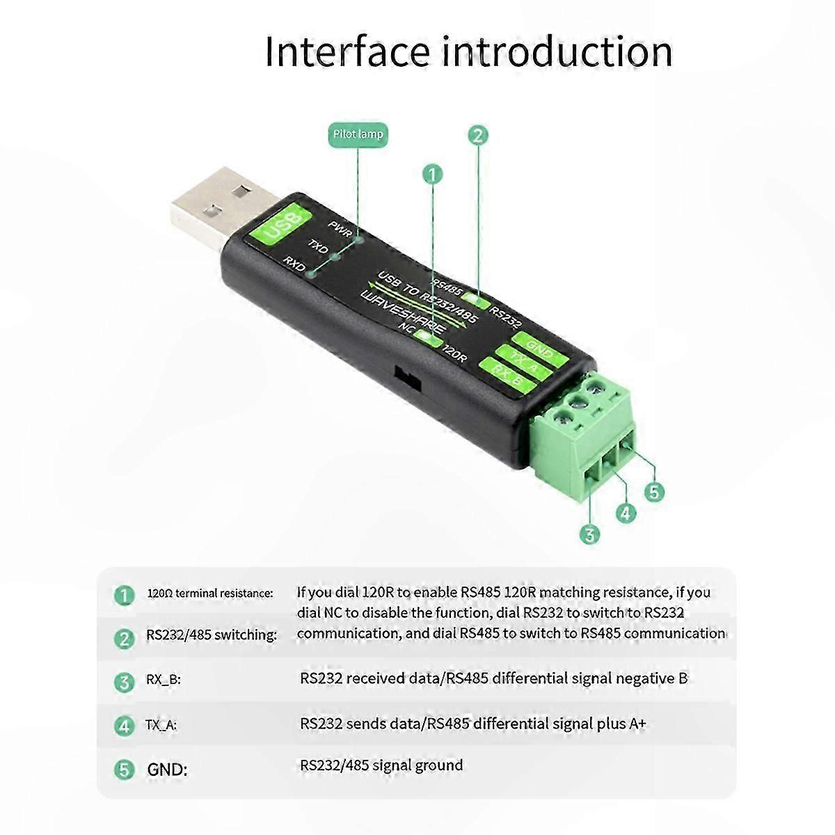 USB to RS232/485 Serial Adapter Compatible with Linux, Android, Windows 11/10/8.1/8/7