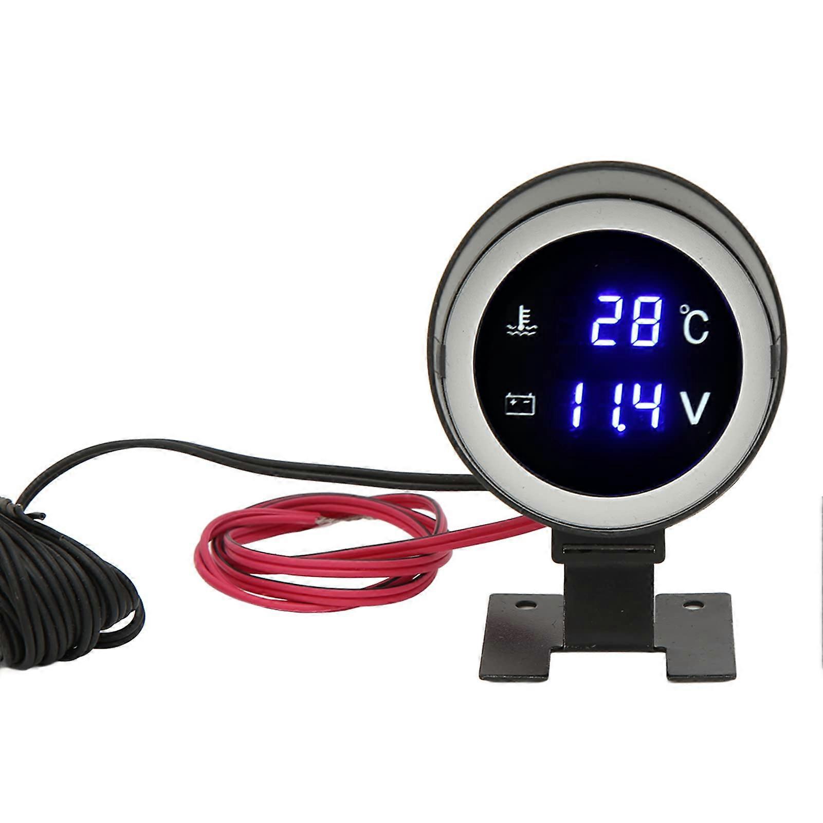 LED Voltmeter, DC 9V36V Round Water Temperature Gauge Meter Wear Resistant Accuracy Multifunction for Car for