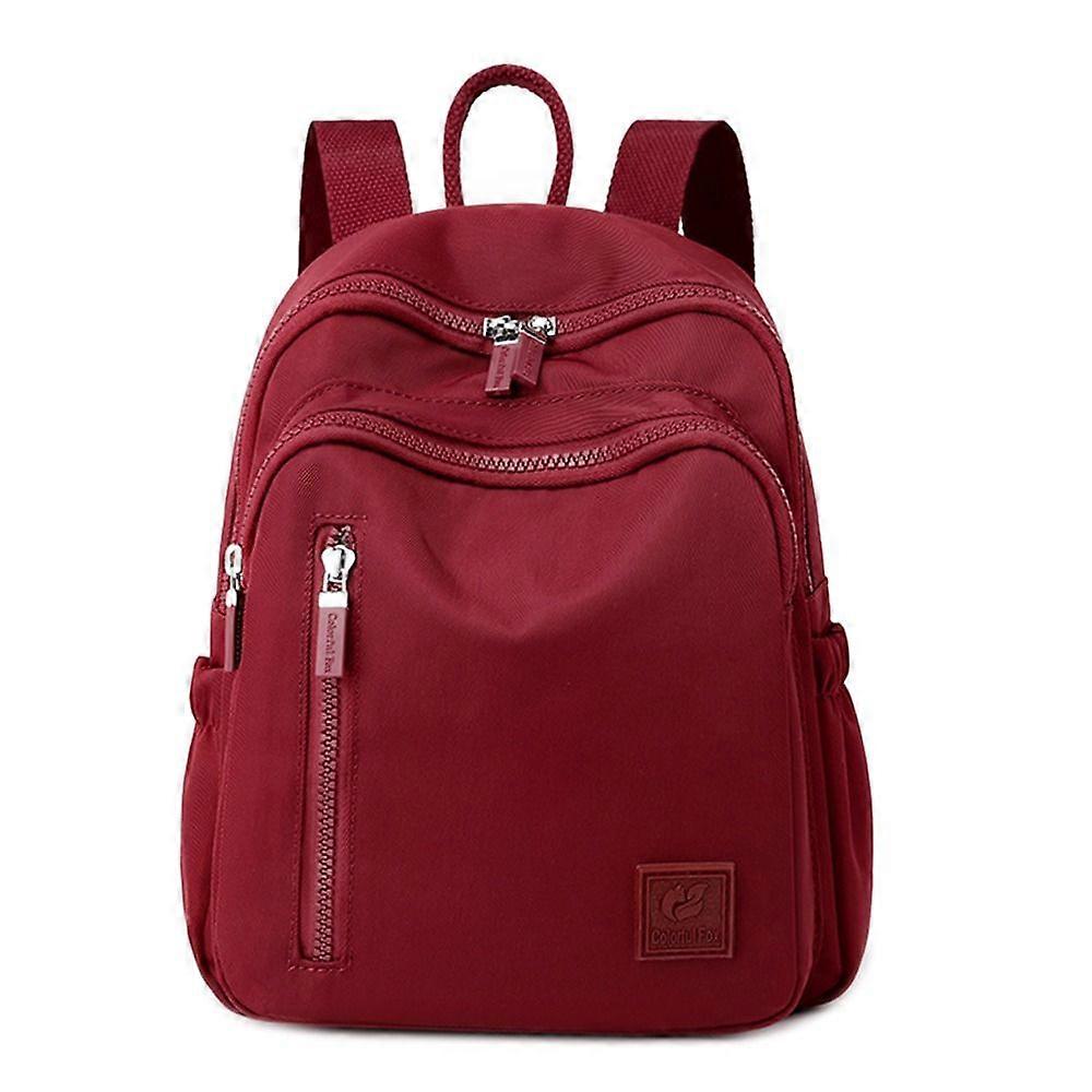 Men's Solid Color Backpack, Lightweight Waterproof School Bag, Mini Laptop Backpack - Red