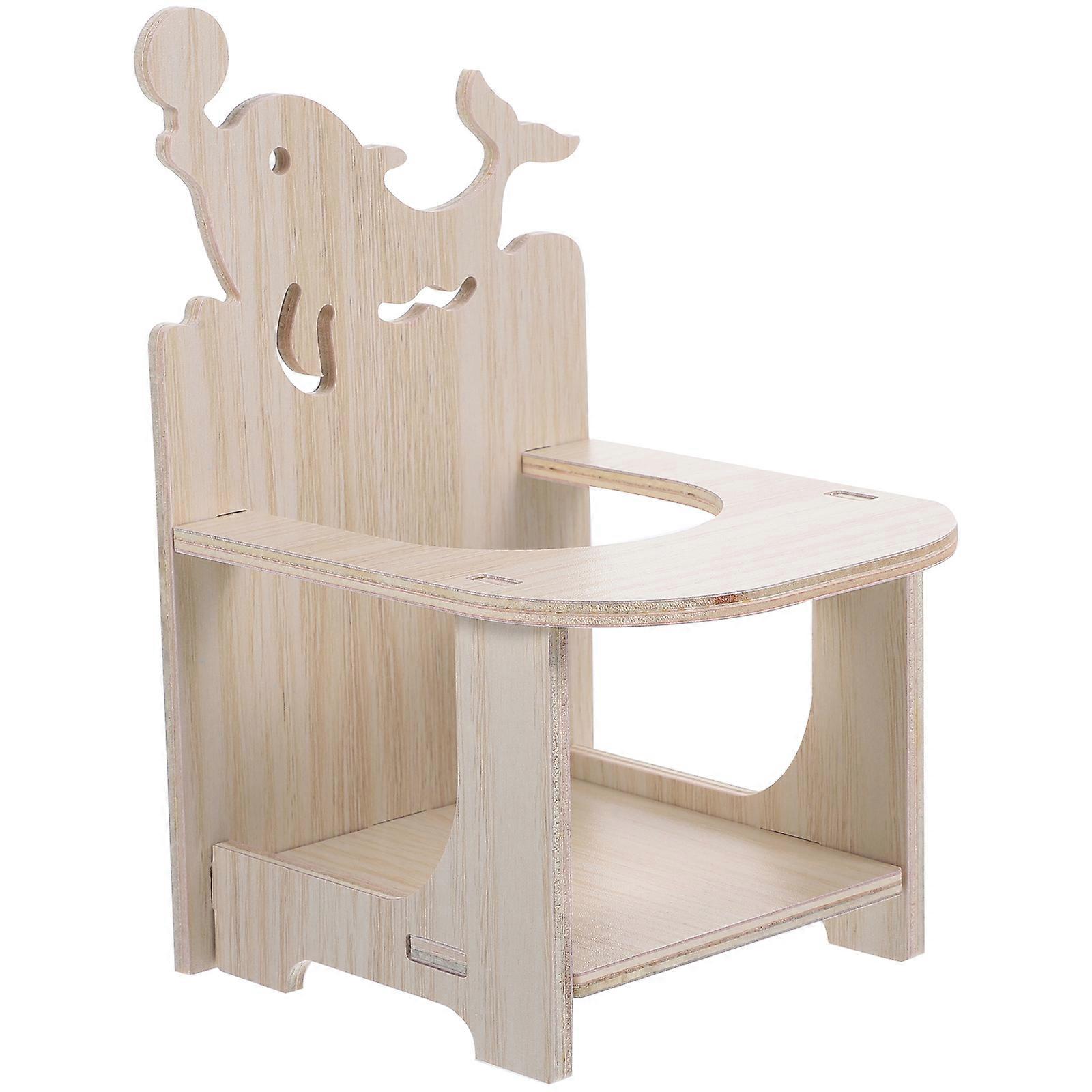 Decorative Wooden Hamster Chair Table Comfortable Miniature Feeding Chair for Hamsters, Safe and Durable Enclosure Accessory