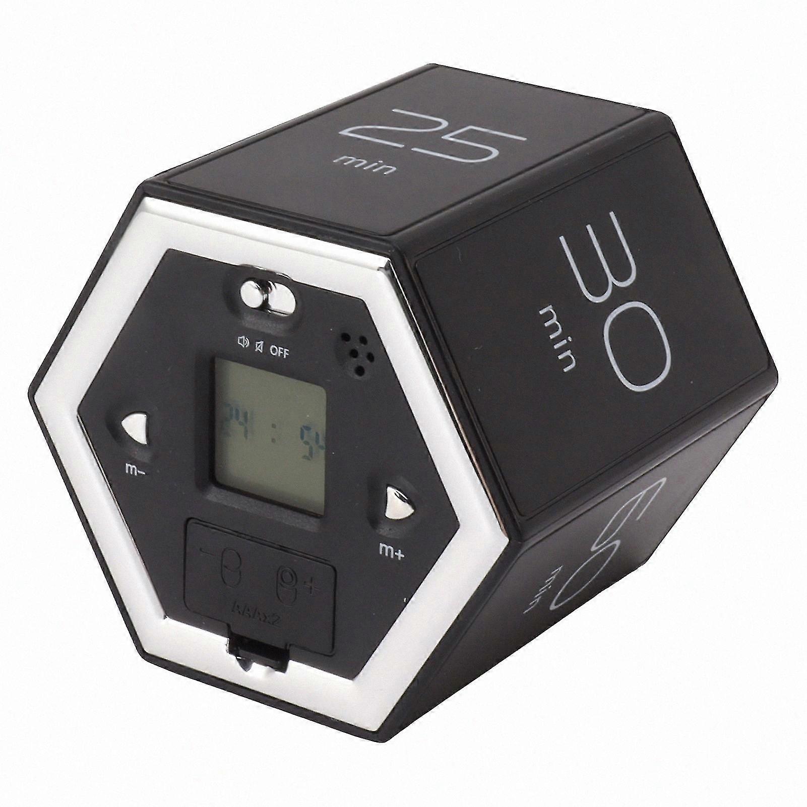 Magnetic Cube Timer with LCD Display Silent Alarm for Cooking Study Work Black