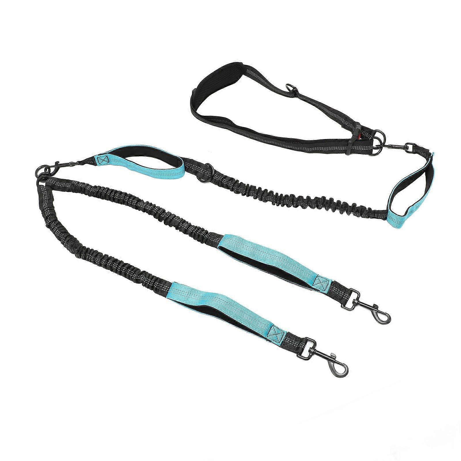 Dog Leash Foam Padded Support Heavy Duty Comfortable Strong Rope Leash Pet Training Leash with Reflective Stitches for Pet Running Walking Black+Blue