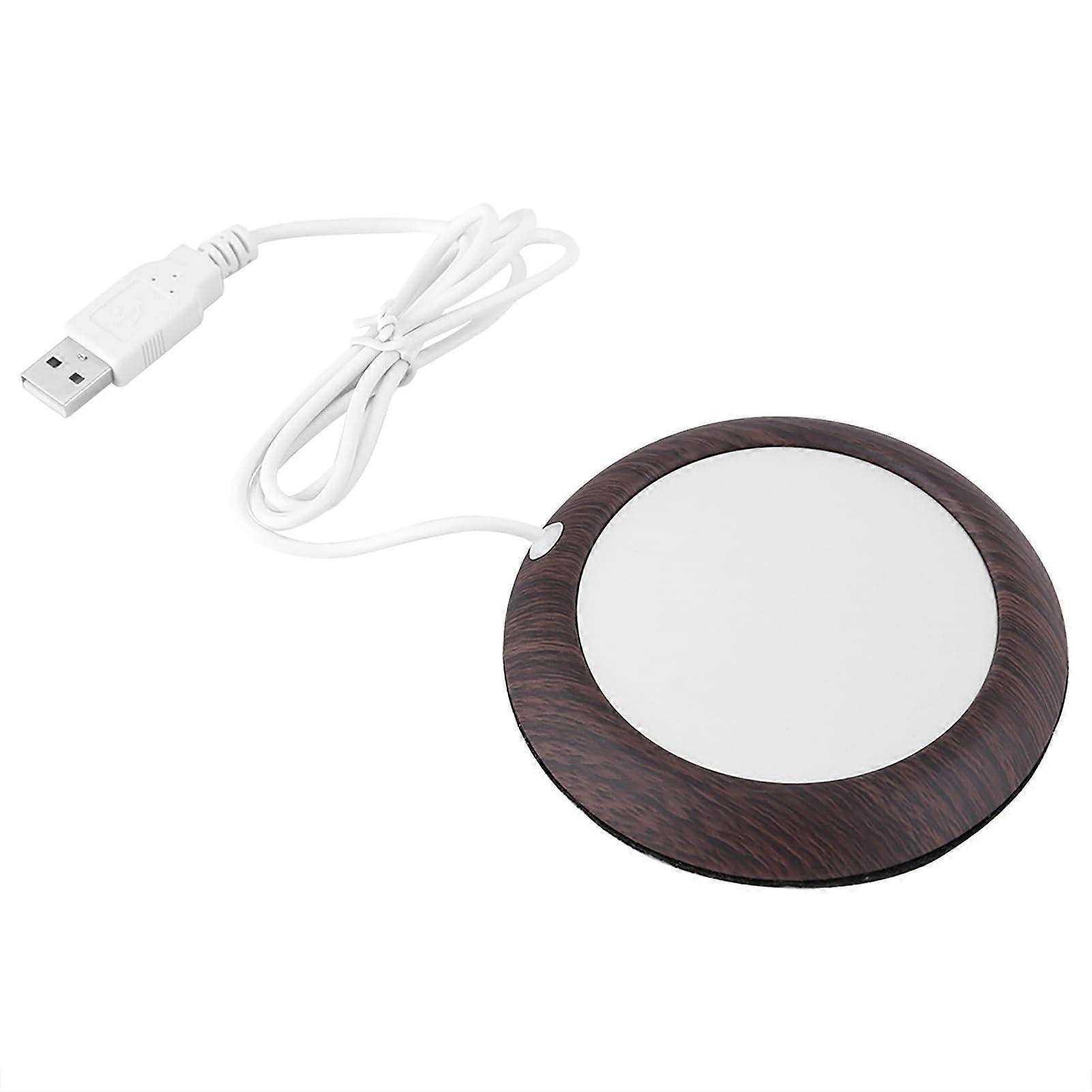 USB Wood Grain Cup Warmer For Office And Home, USB Powered Mug Warmer Pad, Dark Wooden Grain Finish