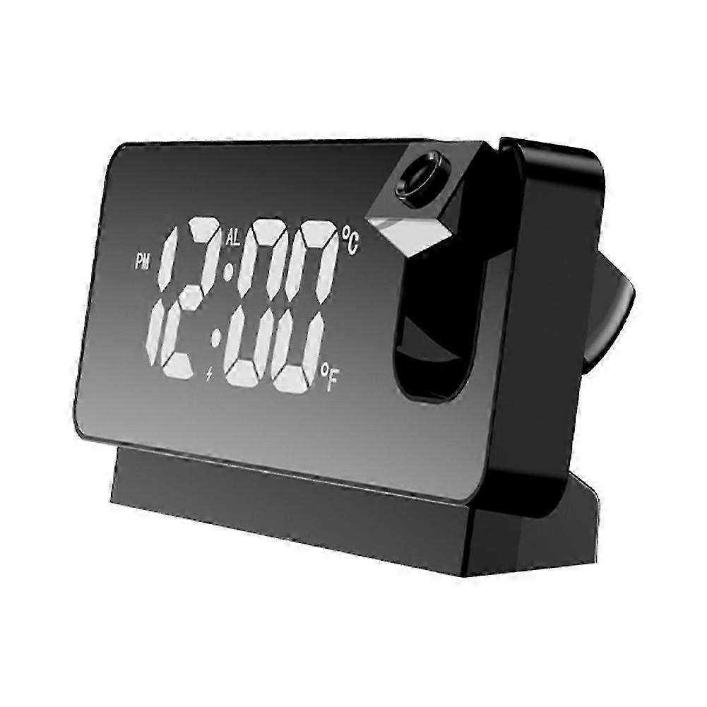 LED Digital Projection Alarm Clock Electronic Alarm Clock Black
