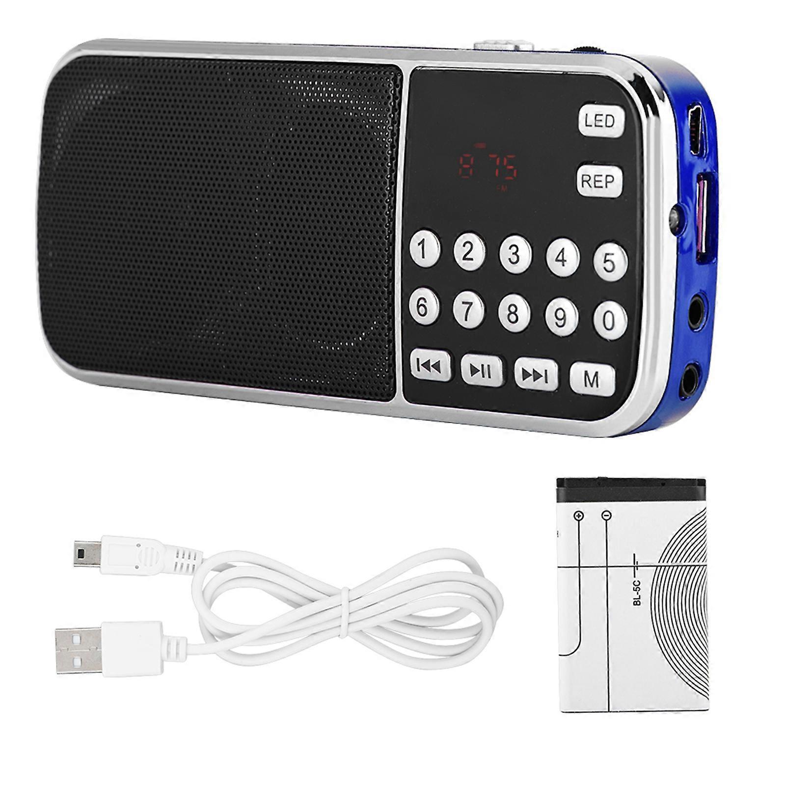 87.5?108MHz Stereo FM Radio High Sensitivity Noise Cancelling Digital TF Card Radio ? Blue
