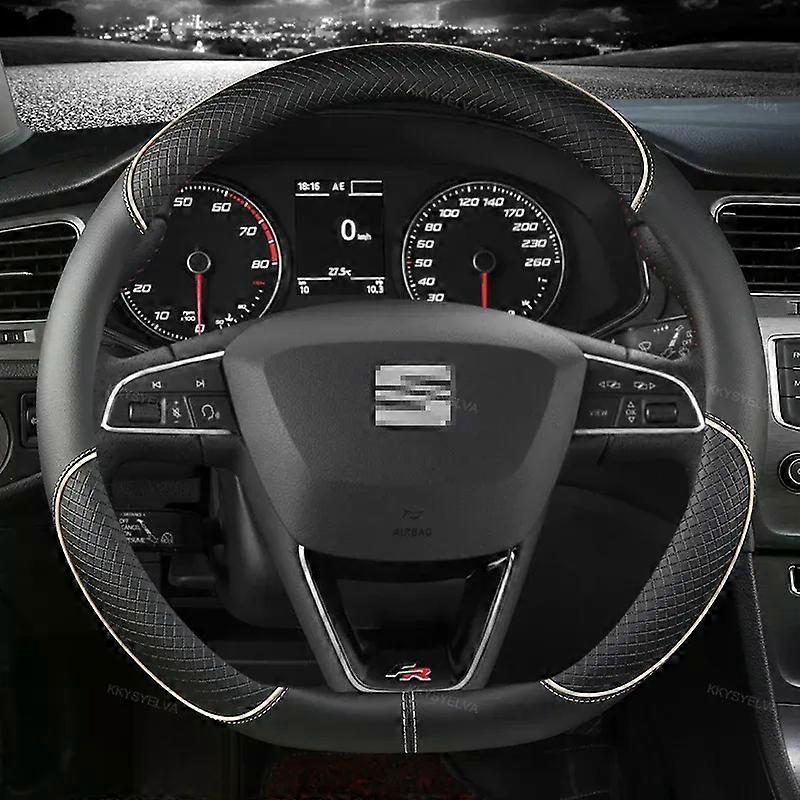 Car Steering Wheel Cover Microfiber Leather 38cm Non-Slip Suitable for Seat Tarraco Arona Ateca Ibiza Toledo Mii Leon Arosa Exeo ST FR