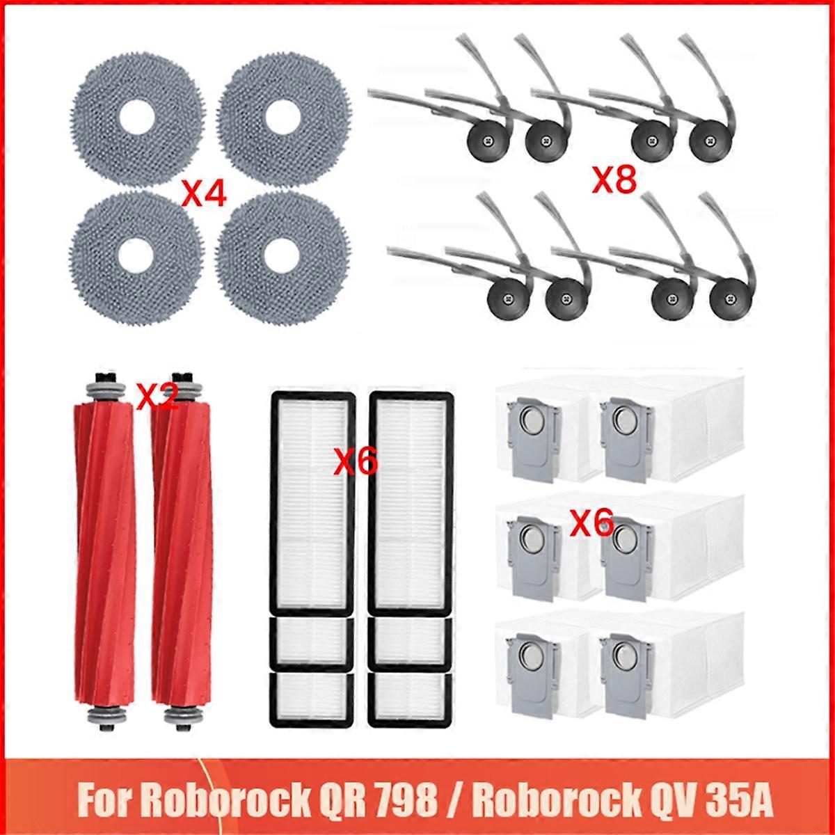 26PCS for 35A /QR 598 /QR 798 Vacuum Cleaner Part Main Side Brush Hepa Filter Rag Dust Bag Replacement Parts