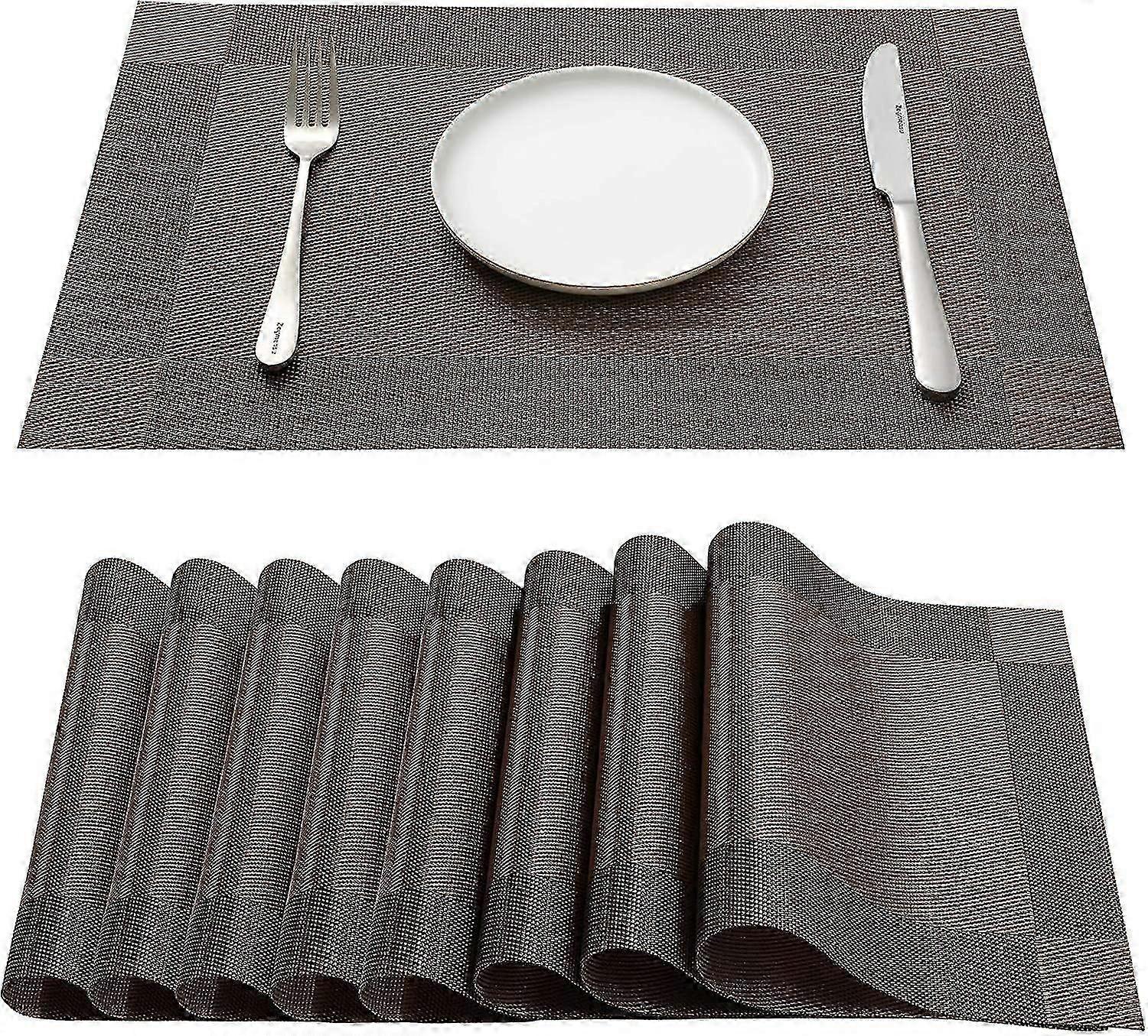 8pcs Stylish Coffee Placemats Set Heat Resistant and Non-Slip