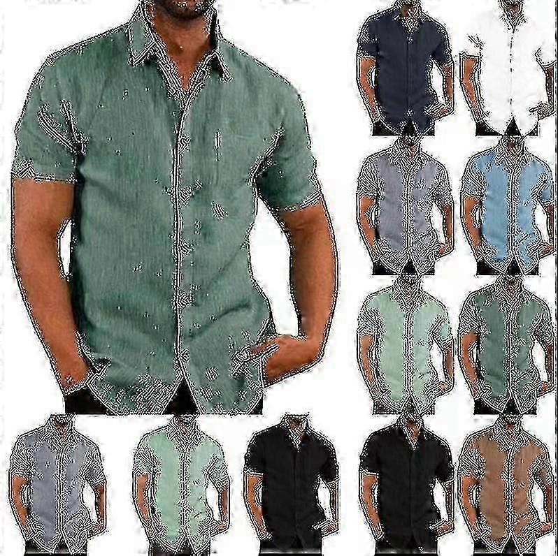 Summer Lapels Solid Color Short Sleeve Button Camicia da uomo Abbigliamento Uomo
