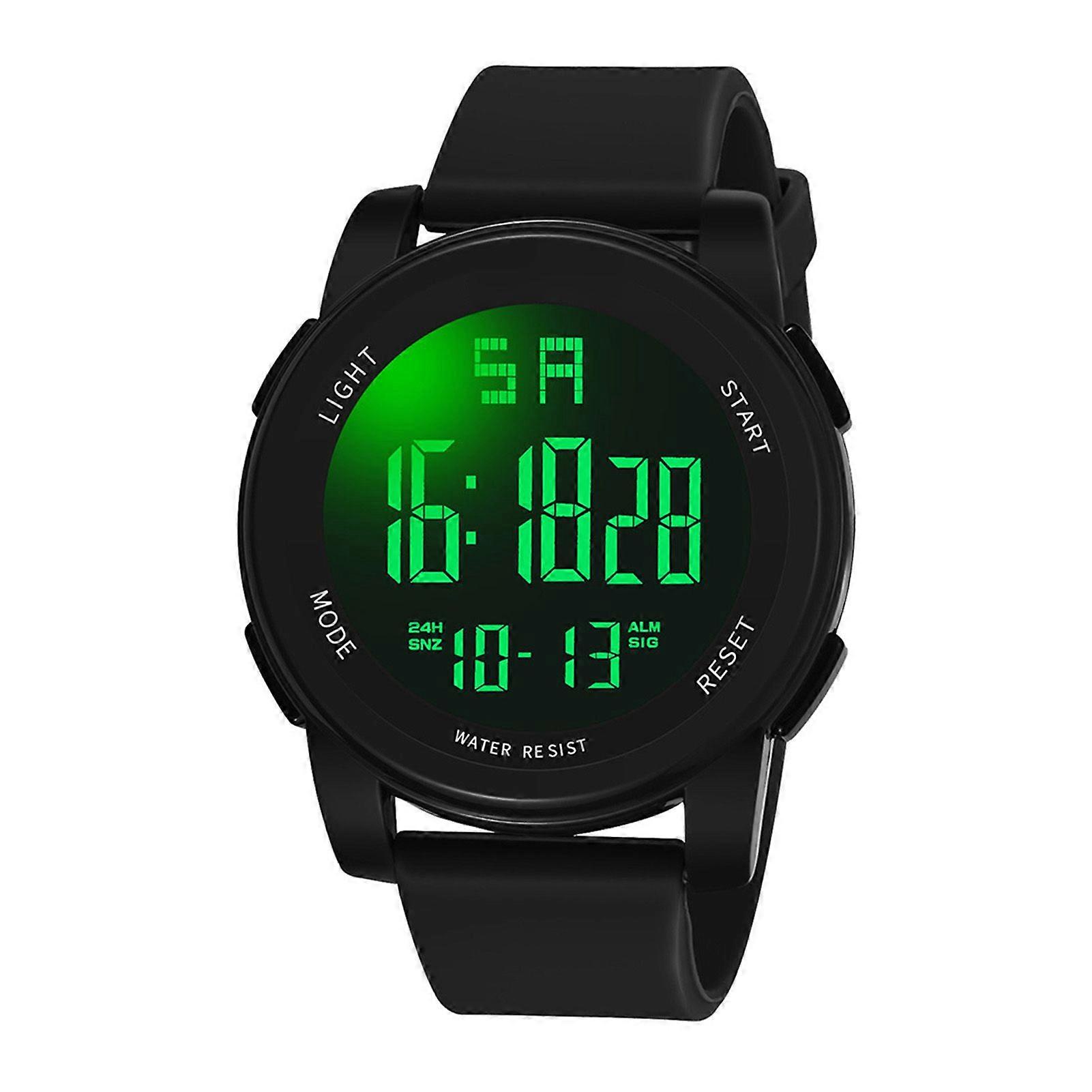 Digital Sports Watch Glass Waterproof Luminous Backlight Digital Watch with Adjustable Strap for Men