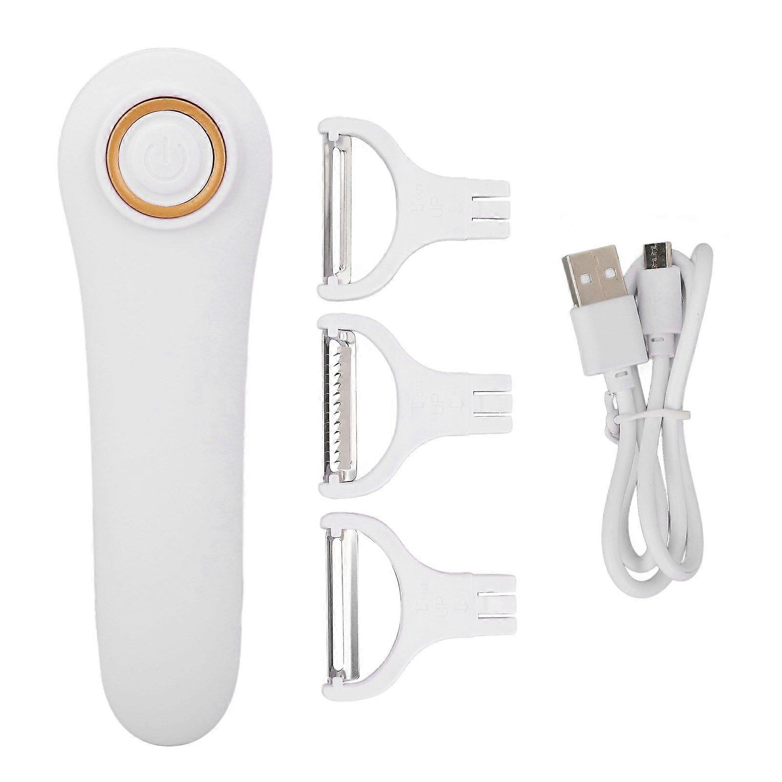 Electric Peeler Handheld USB Rechargeable Fruit Vegetables Peeler with 3 Cutter Heads for Home