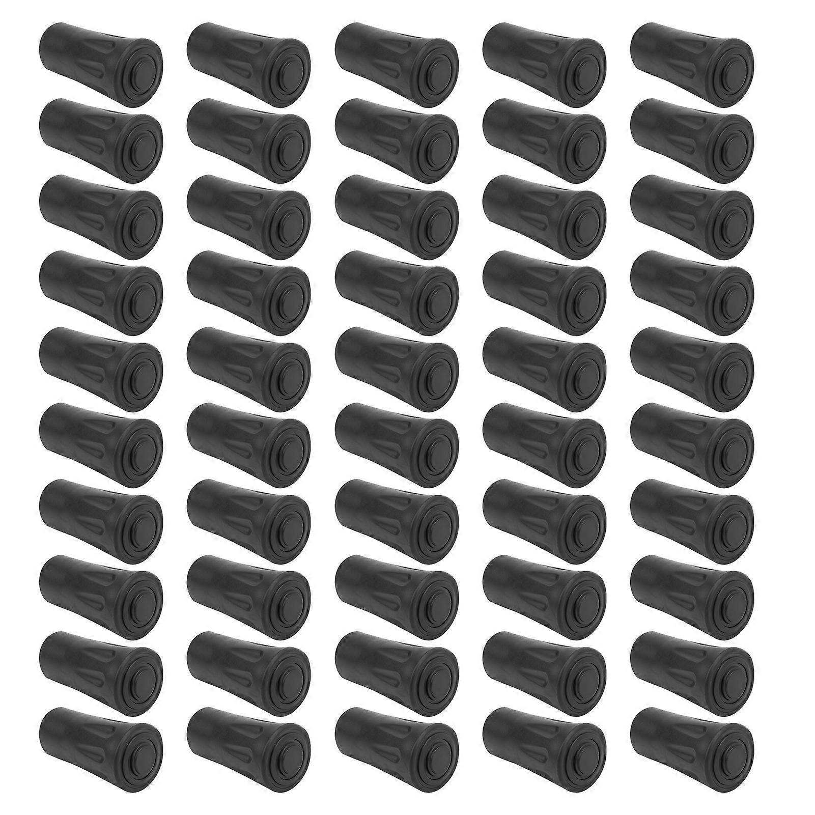 50Pcs Black Plastic Trekking Pole Tip Covers 4x2.2cm Replacement
