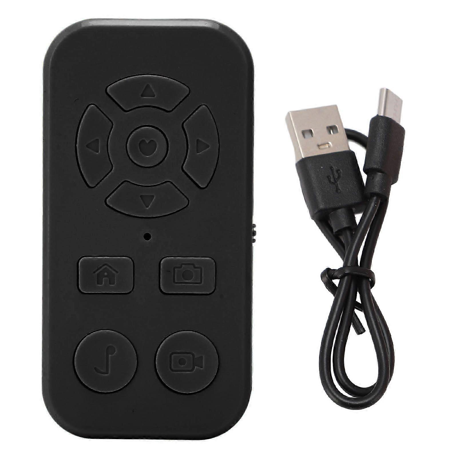 Phone Remote Control Bluetooth V4.2 Camera Shutter Video Recording Remote Page Turner for Android Smartphone Tablet Black