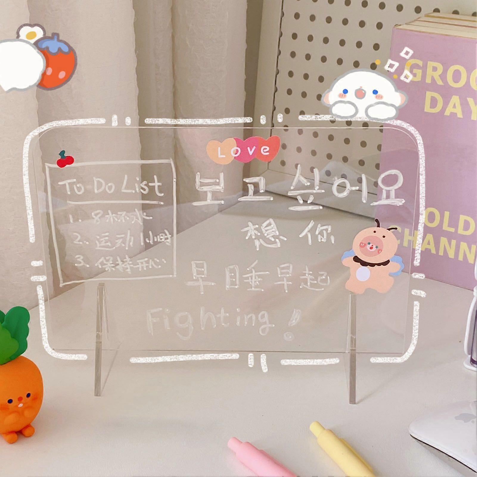 Acrylic Dry Erase Board Creative Transparent Erasable Portable Desktop Memo Tablet for Office Schedules30x20cm/11.8x7.9in Memo Tablet