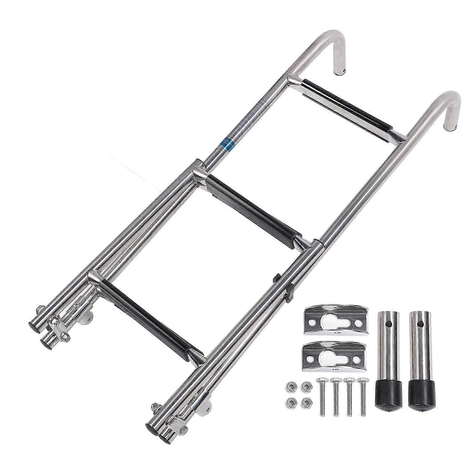 5 Step Boat Ladder 316 Stainless Steel Folding Marine Boarding Ladder with Arched Assist Handrail for Yacht Pontoon