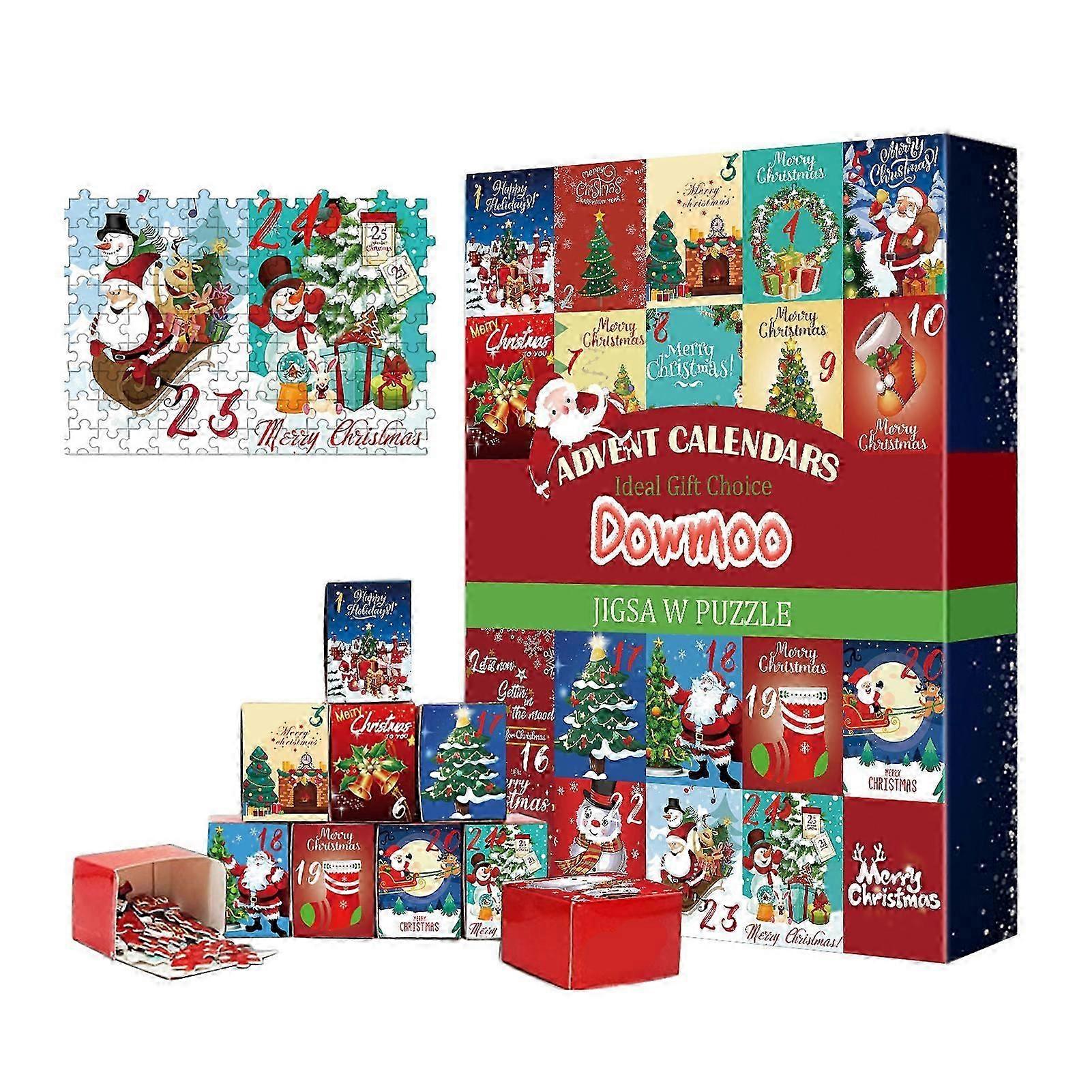 2024 Christmas Advent Calendar Jigsaw Puzzles Christmas Countdown Calendar Puzzle Set Holiday Decor for Adults Qinghai