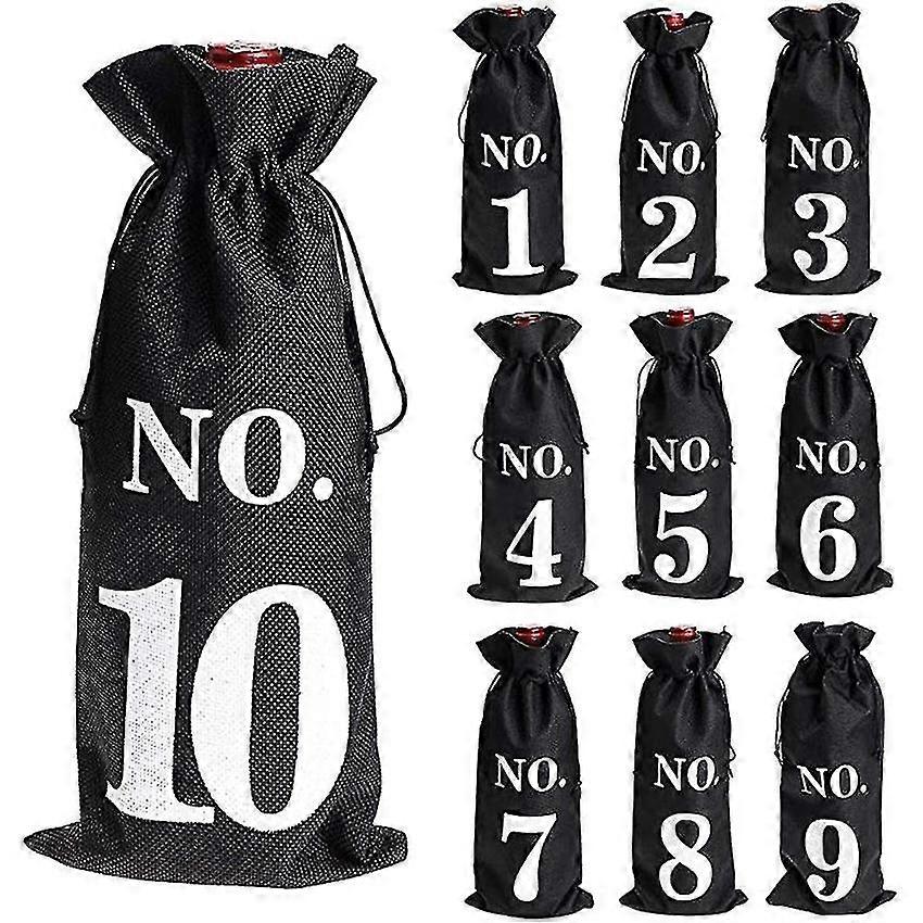 Burlap Wine Bags for Blind Tasting 10 Pack Drawstring Bottle Sleeves