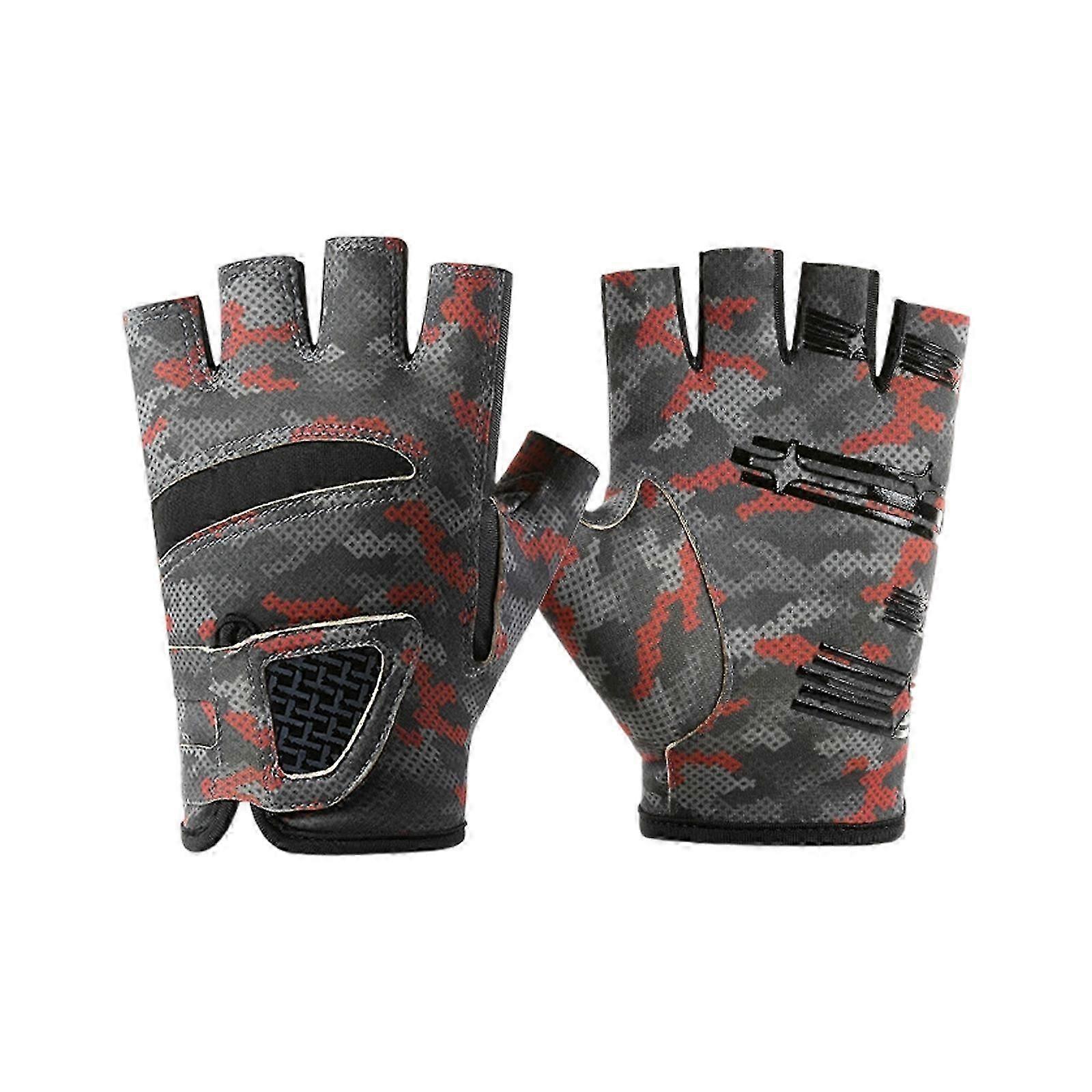 UPF50+ Αντηλιακά Γάντια Ψαρέματος Άνετο Αναπνεύσιμο Ελαστικό Γάντι για Ψάρεμα Ψαράς Γάντια χωρίς δάχτυλα XL Μισό δάχτυλο honeycom Cs