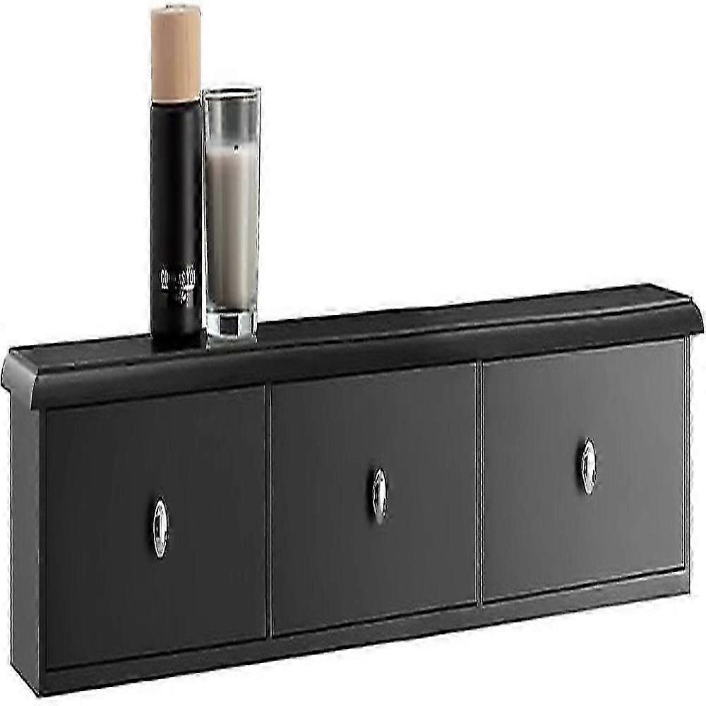 Wall Shelf Floating Shelf with 3 Drawers Black,FRG43-L-SCH