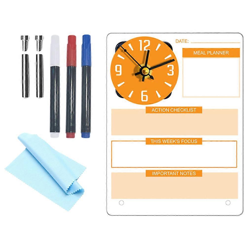Desk Dry Erase Board Plan Board Clock for Home Use 1Set Acrylic