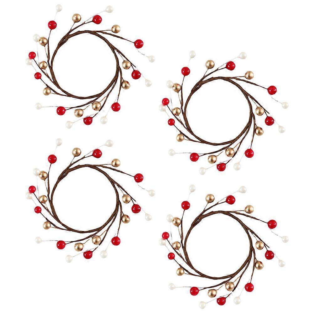 Artificial Berry Wreath Candle Holder for Holiday Decoration 20Pcs