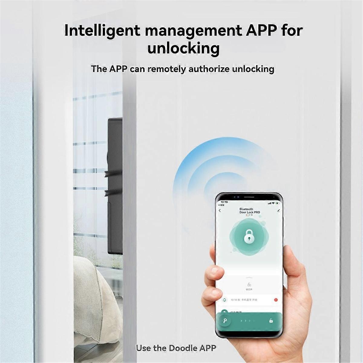 TTLOCK Punch-Free Smart Lock Keyless IC Card Lock Bluetooth Remote Control No-Drill Hole Wooden Door